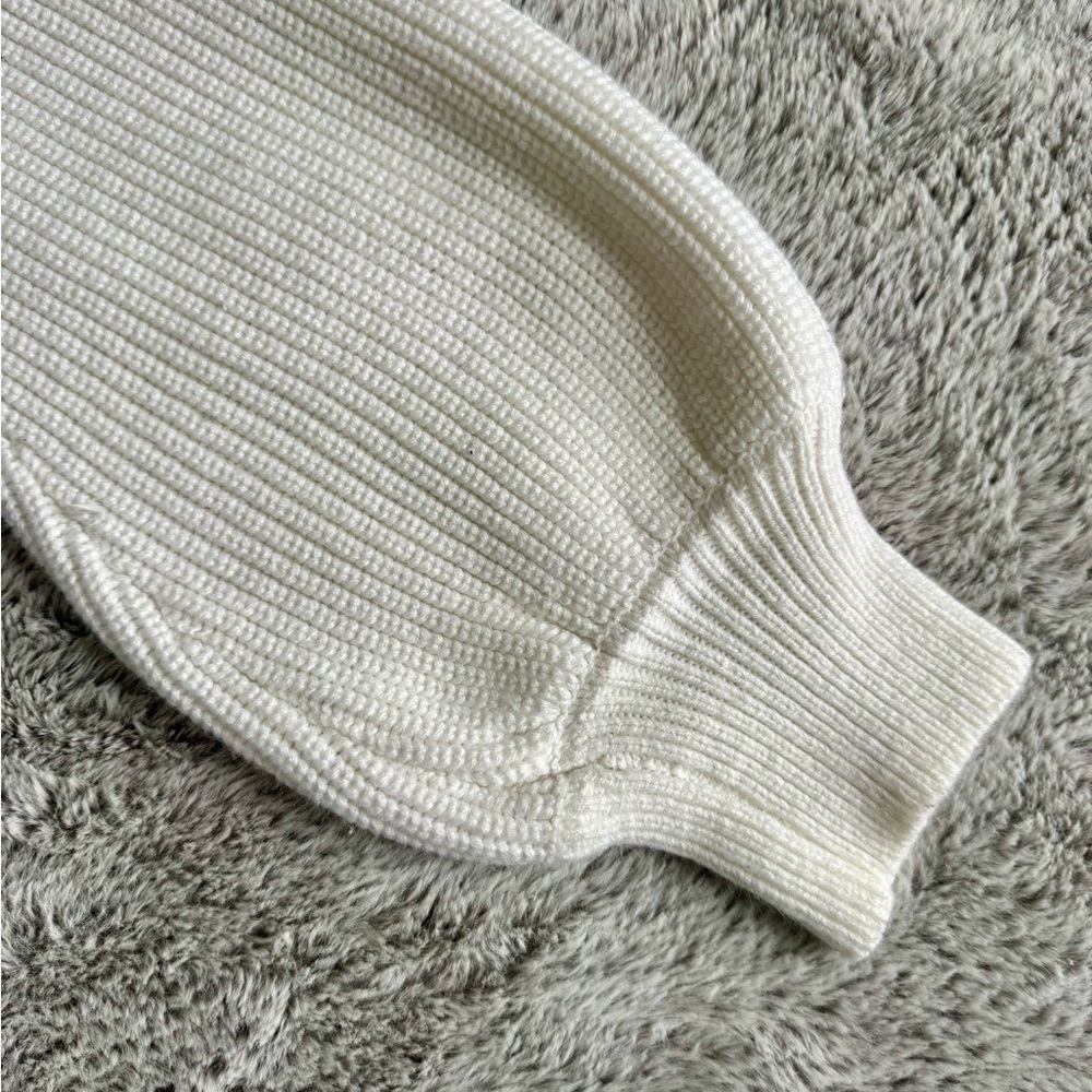 Cream Ribbed Knit Sweater - Picture 3 of 4
